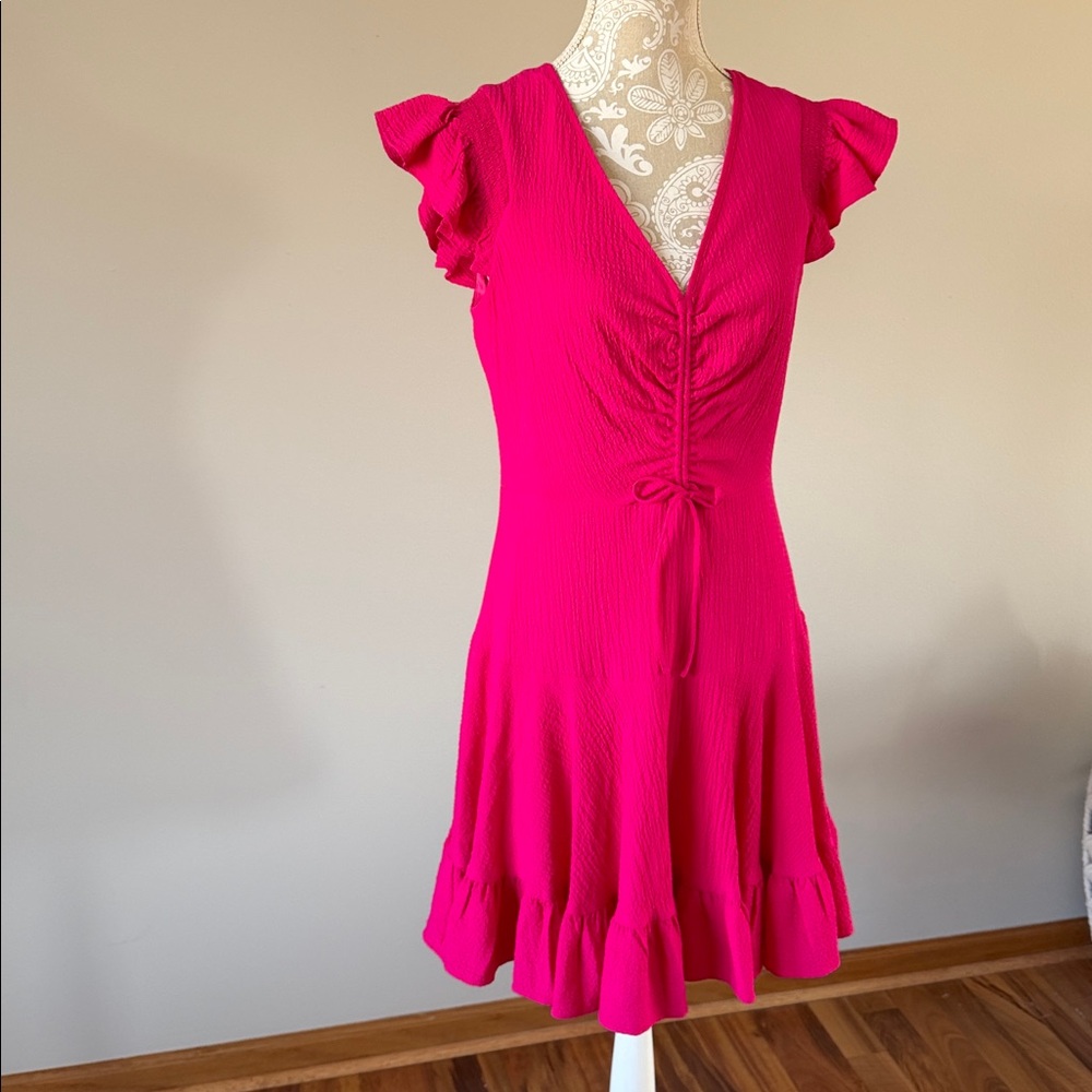 Pink Sleeveless Ruffle Detail Dress sz 10